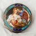 Rare Enamel Falaci Compact - 800 Silver - Handpainted Romantic Scene - Young Couple 1939 - 1946 Italy
