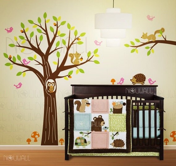 Woodland Tree Wall decal Children Nursery Baby squirrel