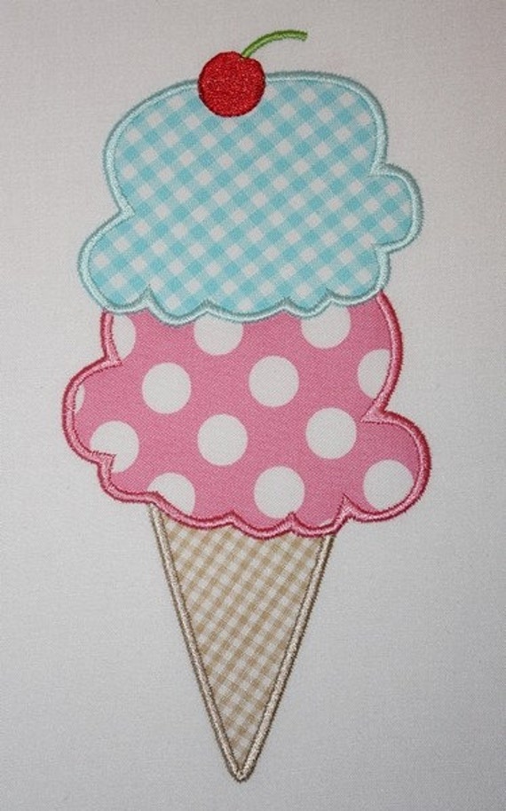 062 Ice Cream Cone Machine Embroidery Applique Design
