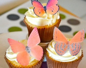 The Original EDIBLE BUTTERFLIES - Large Assorted Orange - Cake & Cupcake toppers - Food Decoration