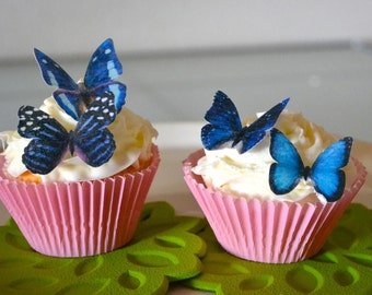 The Original EDIBLE BUTTERFLIES - Small Assorted Blues - Cake & Cupcake toppers - Food Decorations