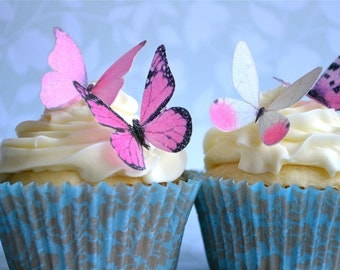 The Original EDIBLE BUTTERFLIES - 12 Small Assorted Pink - Cake & Cupcake toppers - Food Decorations
