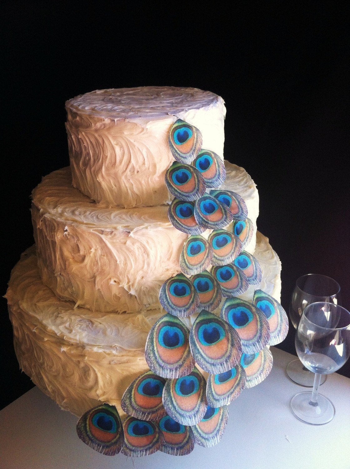 Wedding Cake Topper The Original EDIBLE Peacock Feathers