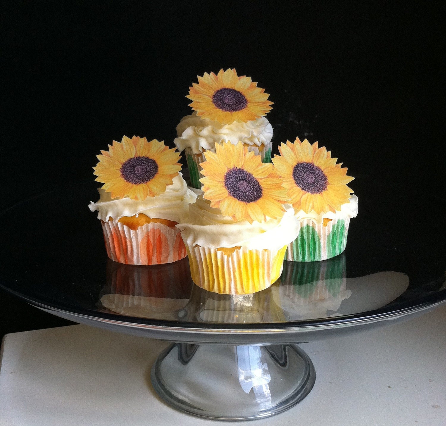 The Original EDIBLE Sunflowers Cake & Cupcake toppers