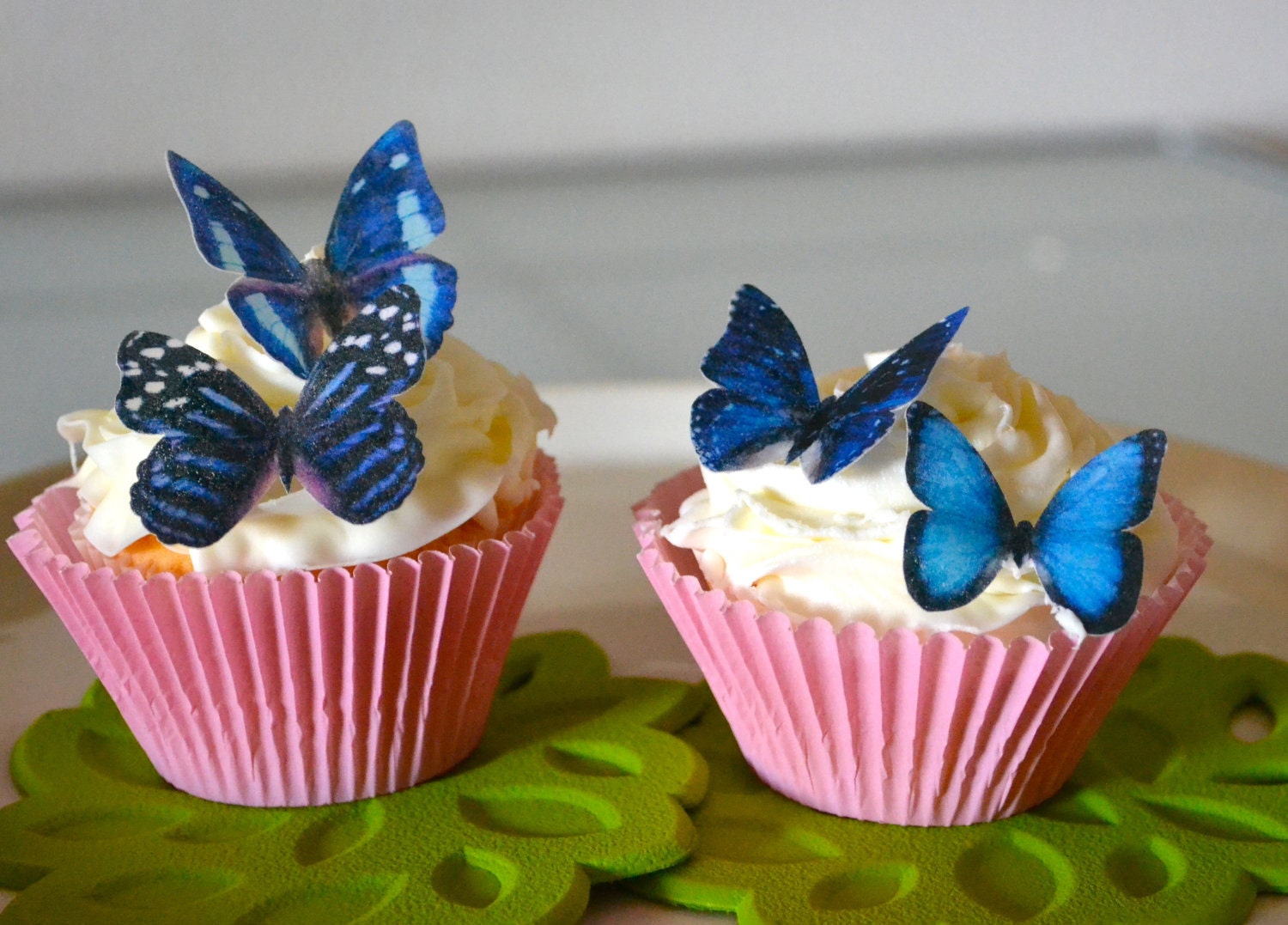 Wedding Cake Topper 12 Blue Edible Butterflies Edible