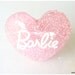 Pink Glitter Barbie Heart Ring in Silver, Adjustable - Sweet Lolita, Fairy Kei