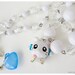 Hamtaro Bijou Necklace, Figure Pendant on Beaded White Chain in Silver - Kawaii