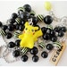 Black and Yellow Beaded Pikachu Necklace with Silver Ball Chain Pendant - Jewelry Set, Pokemon