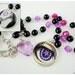 Ciel and Sebastian Reversible Beaded Black Purple and Magenta Kuroshitsuji Necklace in Silver