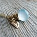 Briolette Leaf Necklace Gold Filled Leaf Aqua Chalcedony Faceted Briolette Botanical Jewelry Nature Inspired Gold Filled Chain