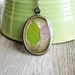 Real Pressed Leaf Necklace Botanical Jewelry Resin Spirea Barberry Leaf Plant Oval Pendant Nature Inspired Antique Brass Chain
