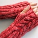 fingerless gloves red, handmade, cable fingerless mittens, wrist warmers, arm warmers, gift for her, Winter, texting gloves