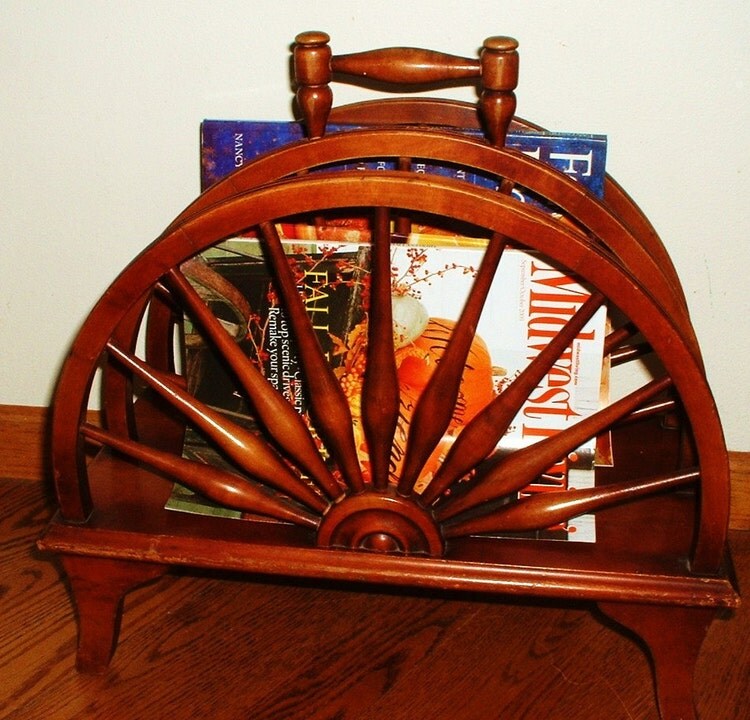 Ferguson Bros Vintage Wood Magazine Rack Wheel by MostlyMadelines