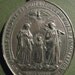 Holy Family ANTIQUE RELIGIOUS MEDAL SACRED HEARTS OF JESUS, MARY, AND JOSEPH