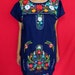 Mexican Blue Navy Mini Dress Fantastic Colorful Handmade Embroidered Small / Medium