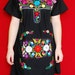Mexican Black Mini Dress Fantastic Embroidered Handmade Spring / Summer Medium