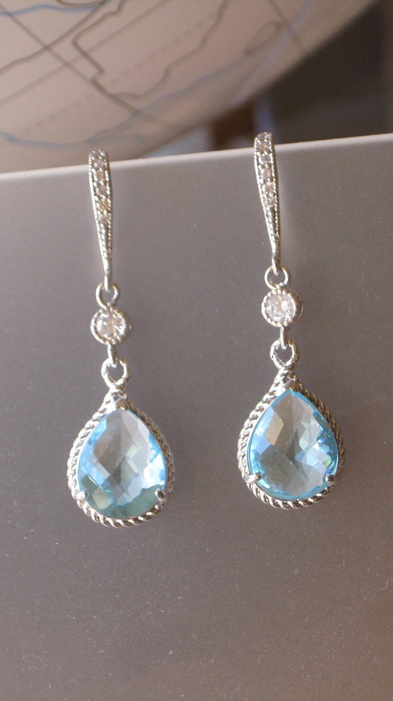 Aquamarine Earring with Crystal