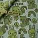 KNIT Cotton fabric - I LOVE TREES (Sage green on white) - by the yard