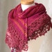Knit/crochet pattern, Red triangular shawl with lace border, PDF