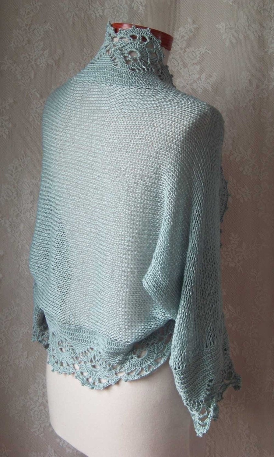 Knit/crochet pattern Ice blue shrug PDF