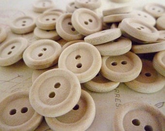 Round Wooden Buttons, Half Inch Wood Buttons, Pack of 20