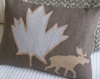 hand printed donkey brown rustic moose and maple cushion