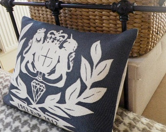 hand printed limited edition Jubilee coat of arms cushion