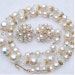 Faux Baroque Pearls Aurora Borealis Rhinestone Necklace Earrings Vtg Jewelry Set