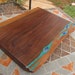 Large Wood Tray- cutting board. with turquoise and lapis gemstones- Extra Thick
