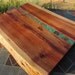 Large Honey Acacia Platter cheeseboard with 3 Ammonites and Turquoise