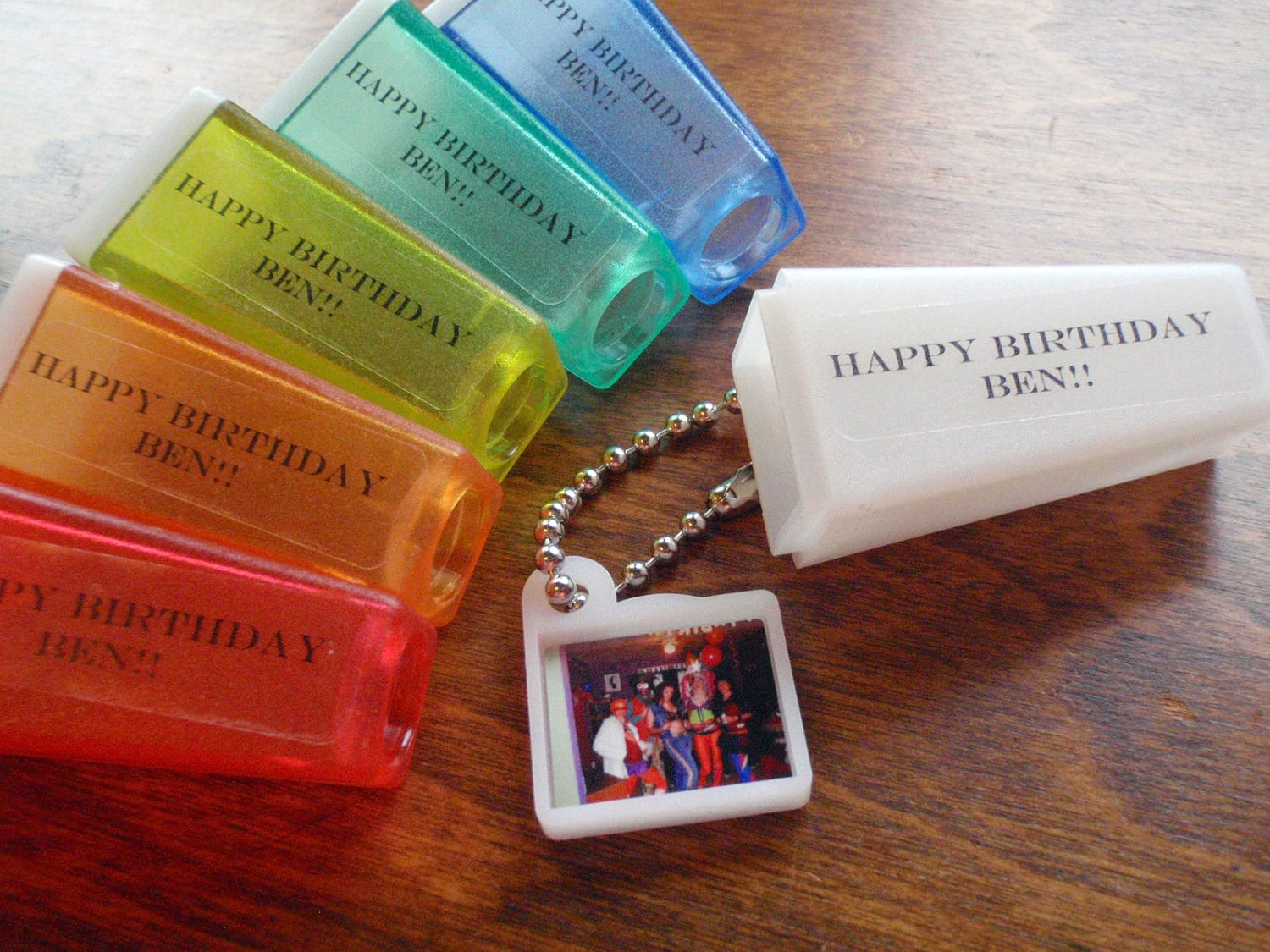 5 CUSTOM ORNAMENTS or keychains. You Choose Words Photo