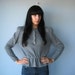 wool peplum sweater // St. John sweater // gray cashmere wool sweater