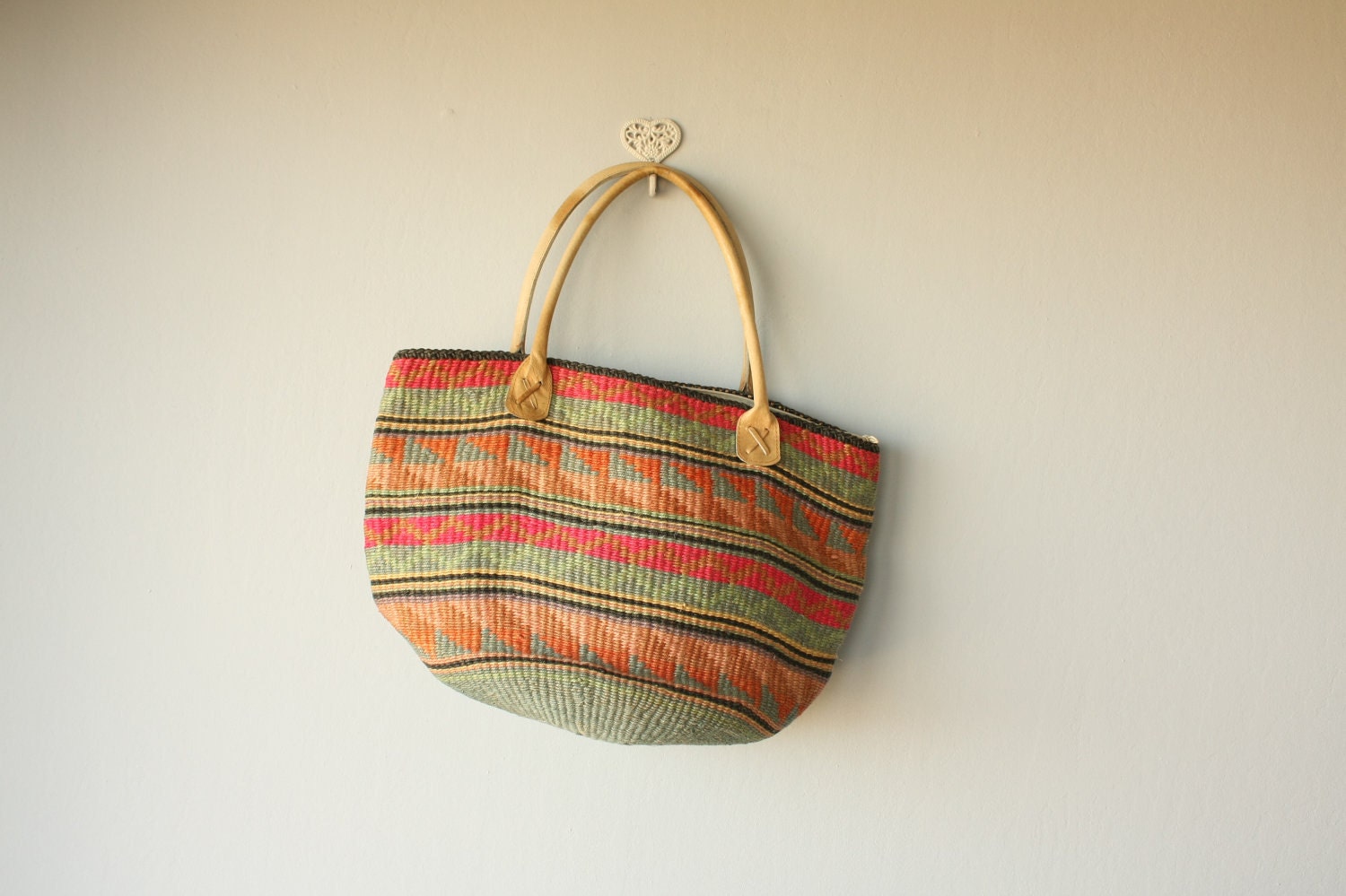 woven tote bag // zip up market bag // Southwestern Pattern