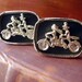 Vintage Bride & Groom Wedding Day Tandem Bicycle Cuff Links - Gold Tone, Black