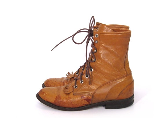 ostrich lace up boots