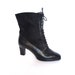 Vintage 90s Avant Garde Black Italian Leather and Nylon Corseted Ankle Boots 7.5 8
