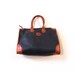 Vintage 80s Oversized Preppy Navy and Cognac Leather Duffel Bag Travel Tote Weekender