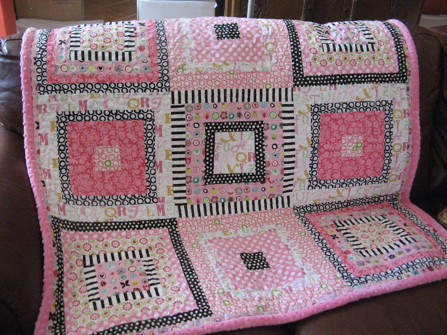 Modern Baby Girl Quilt Personalized Baby Girl by aQuiltforBaby
