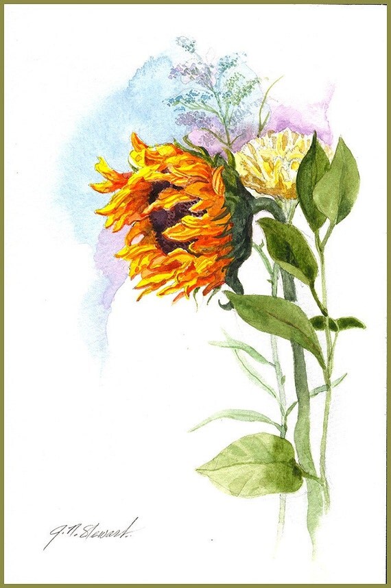 Watercolor of a Sunflower