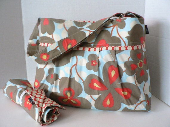 Monterey Bag Diaper Bag Set - Medium - Morning Glory And Dot In Cherry ...