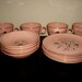 14 pieces 50's pink deco pine cone dwarf Taylor Smith Taylor china mug bowl dish plate