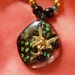 Fused Glass, Dichroic Necklace, Green Pendant, Glass Beaded necklace by mystic2awesome
