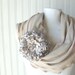 Fawn Beige Ruffled Infinity Scarf with Flower Brooch.....New