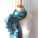 Watercolor Floral Scarf - Teal, Charcoal Grey, Black and Gray Flowers Sheer Summer Scarf