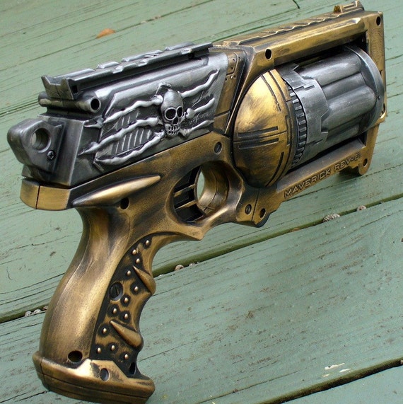 Steampunk Gun Nerf Maverick NStrike Victorian Gothic gold