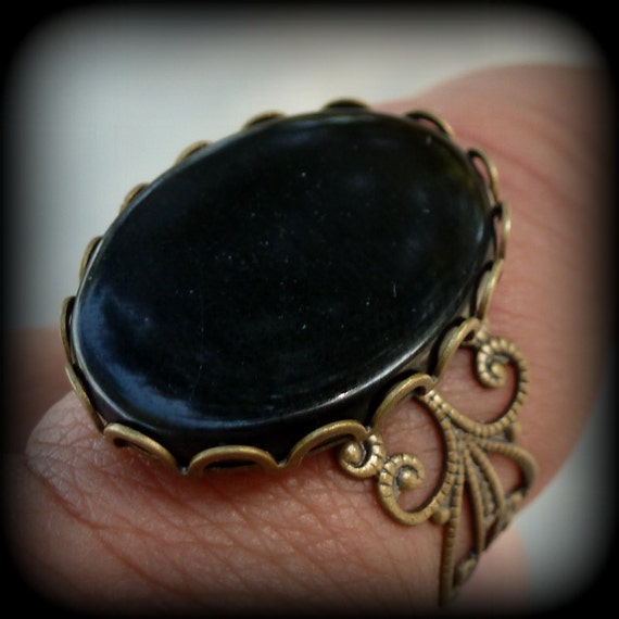 Items similar to Dark Shadows BARNABAS COLLINS Ring black onyx