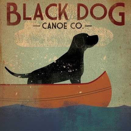Black Dog Canoe Company Original Illustration 12x12 Canvas