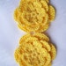 Crocheted flowers bright yellow 2.5 inch embellishment sew on