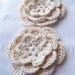 Appliques 2 hand crochet flowers 3 inch craft embellishment organic cotton