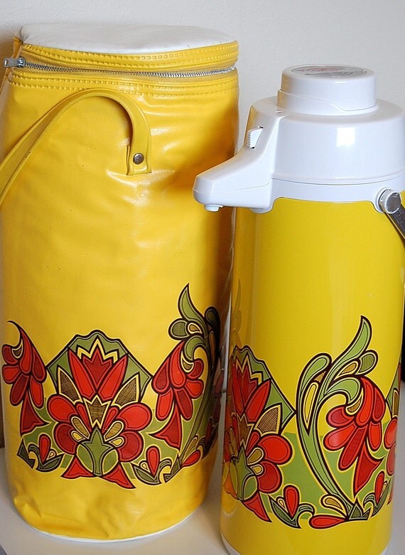 Vintage Retro Coffee Thermos Dispenser Press Pump Serve Pot